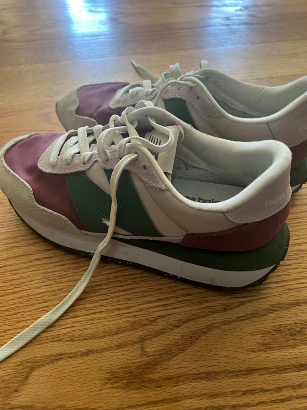New Balance Pink, Green & Cream Retro Runner Sneakers